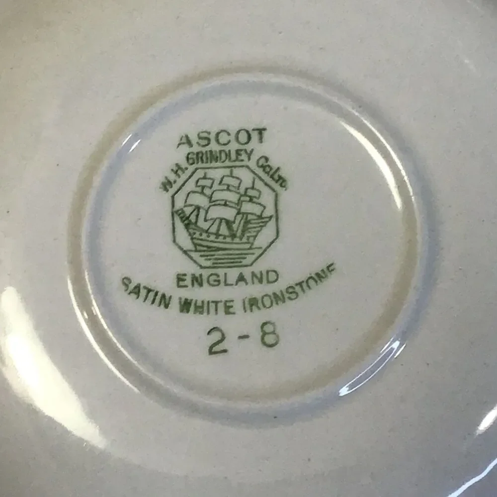 W H Grindley Ascot Satin White Ironstone Cup and Saucer Set of 6